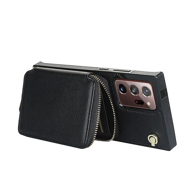 For Samsung Galaxy Note20 Ultra 5G / Note20 Ultra Cell Phone Case TPU+PU Wallet Cover with Long Strap