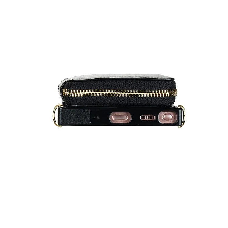 For Samsung Galaxy Note20 Ultra 5G / Note20 Ultra Cell Phone Case TPU+PU Wallet Cover with Long Strap