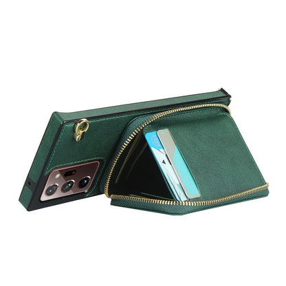 For Samsung Galaxy Note20 Ultra 5G / Note20 Ultra Cell Phone Case TPU+PU Wallet Cover with Long Strap
