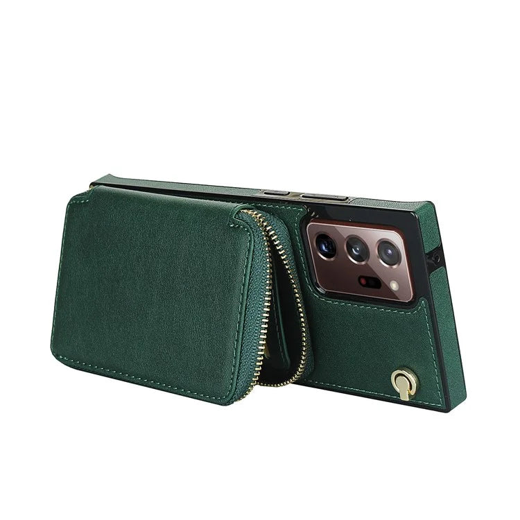 For Samsung Galaxy Note20 Ultra 5G / Note20 Ultra Cell Phone Case TPU+PU Wallet Cover with Long Strap