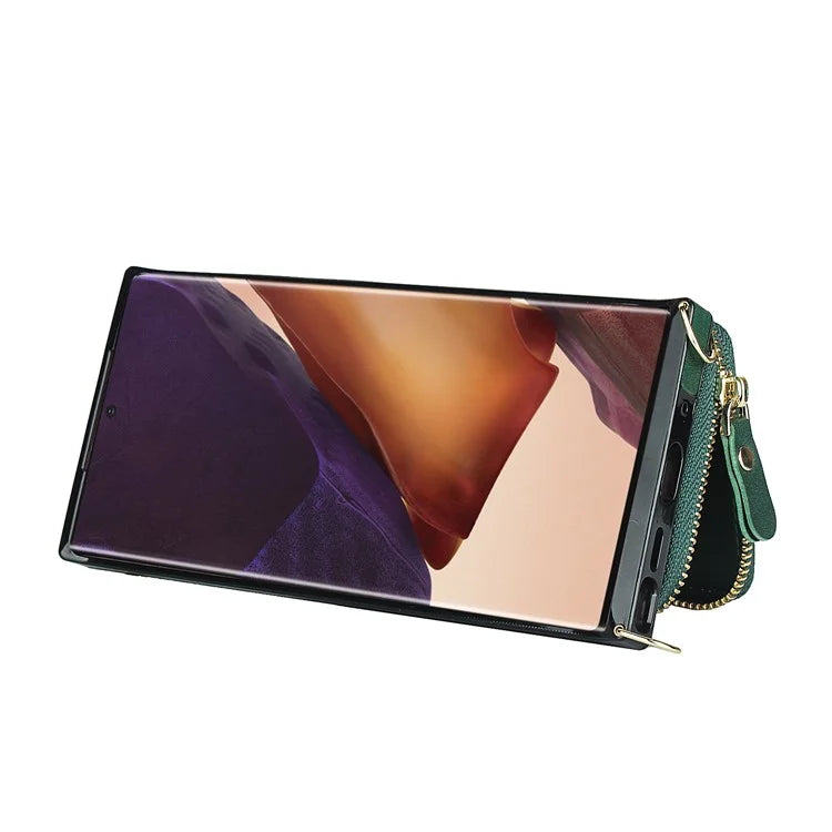 For Samsung Galaxy Note20 Ultra 5G / Note20 Ultra Cell Phone Case TPU+PU Wallet Cover with Long Strap