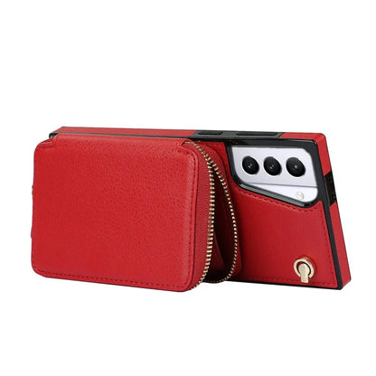 For Samsung Galaxy S21+ 5G Wallet Case TPU+PU Cell Phone Cover with Long Strap
