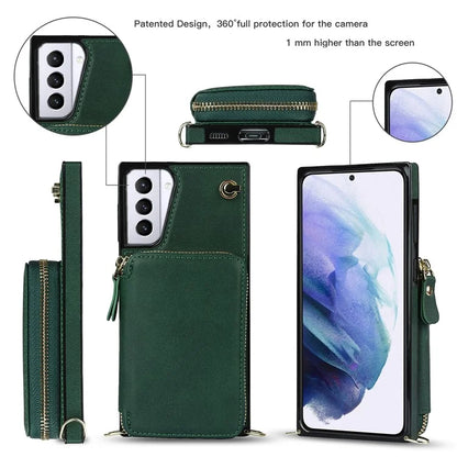 For Samsung Galaxy S21+ 5G Wallet Case TPU+PU Cell Phone Cover with Long Strap