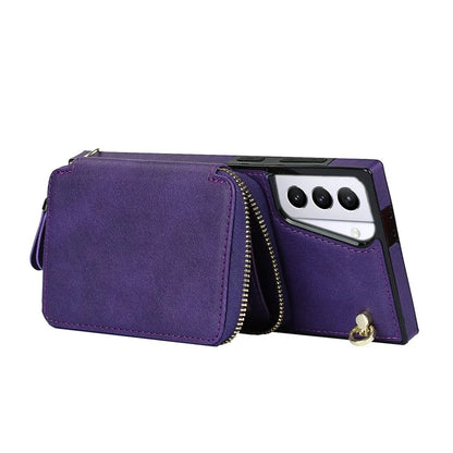 For Samsung Galaxy S21+ 5G Wallet Case TPU+PU Cell Phone Cover with Long Strap