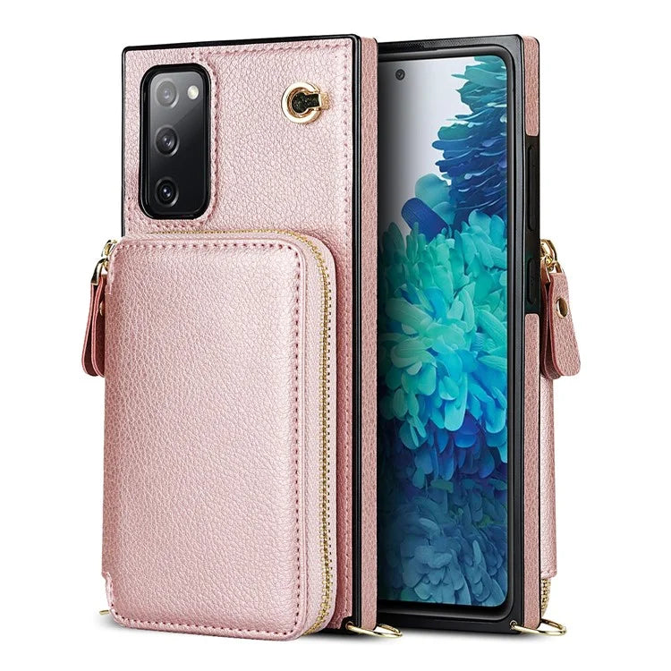 For Samsung Galaxy S20 FE 4G / S20 FE 5G / S20 Lite / S20 FE 2022 Case Zipper Wallet TPU+PU Crossbody Phone Cover