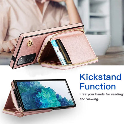 For Samsung Galaxy S20 FE 4G / S20 FE 5G / S20 Lite / S20 FE 2022 Case Zipper Wallet TPU+PU Crossbody Phone Cover