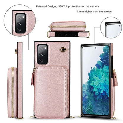 For Samsung Galaxy S20 FE 4G / S20 FE 5G / S20 Lite / S20 FE 2022 Case Zipper Wallet TPU+PU Crossbody Phone Cover