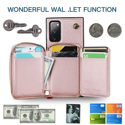 For Samsung Galaxy S20 FE 4G / S20 FE 5G / S20 Lite / S20 FE 2022 Case Zipper Wallet TPU+PU Crossbody Phone Cover