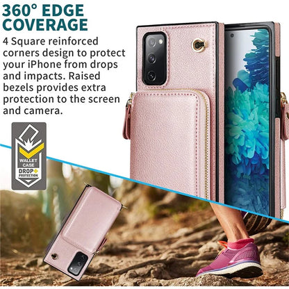 For Samsung Galaxy S20 FE 4G / S20 FE 5G / S20 Lite / S20 FE 2022 Case Zipper Wallet TPU+PU Crossbody Phone Cover
