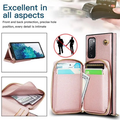 For Samsung Galaxy S20 FE 4G / S20 FE 5G / S20 Lite / S20 FE 2022 Case Zipper Wallet TPU+PU Crossbody Phone Cover