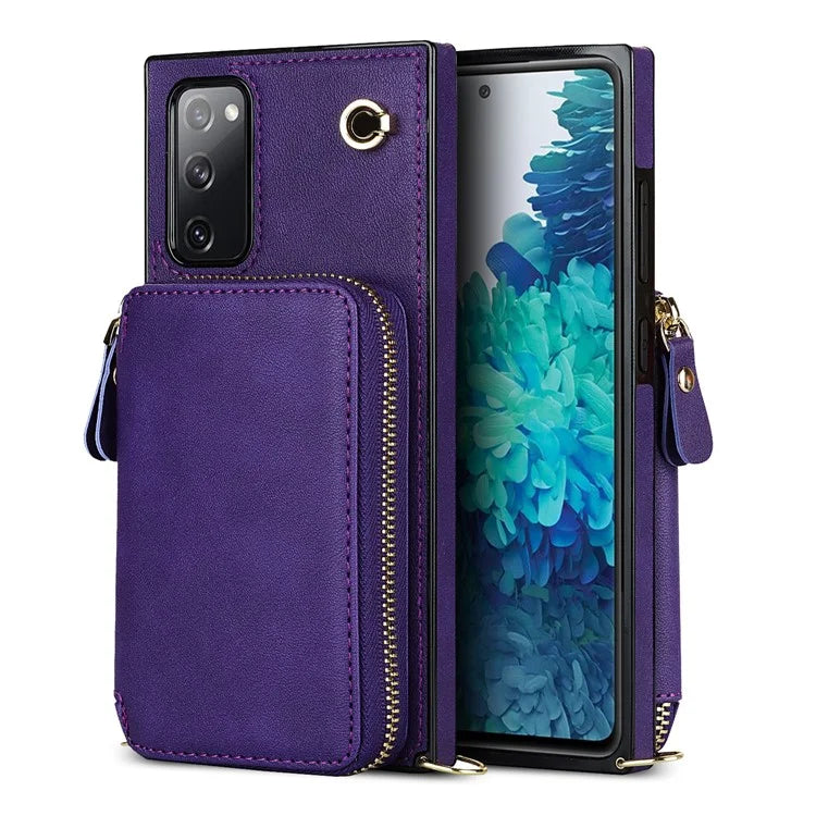 For Samsung Galaxy S20 FE 4G / S20 FE 5G / S20 Lite / S20 FE 2022 Case Zipper Wallet TPU+PU Crossbody Phone Cover
