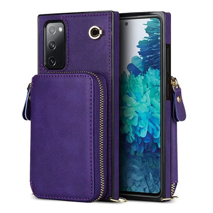 For Samsung Galaxy S20 FE 4G / S20 FE 5G / S20 Lite / S20 FE 2022 Case Zipper Wallet TPU+PU Crossbody Phone Cover