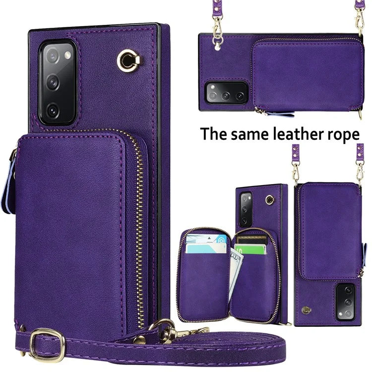 For Samsung Galaxy S20 FE 4G / S20 FE 5G / S20 Lite / S20 FE 2022 Case Zipper Wallet TPU+PU Crossbody Phone Cover