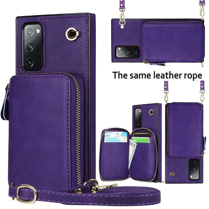 For Samsung Galaxy S20 FE 4G / S20 FE 5G / S20 Lite / S20 FE 2022 Case Zipper Wallet TPU+PU Crossbody Phone Cover