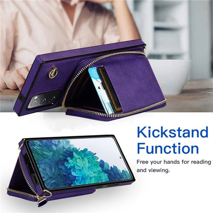 For Samsung Galaxy S20 FE 4G / S20 FE 5G / S20 Lite / S20 FE 2022 Case Zipper Wallet TPU+PU Crossbody Phone Cover