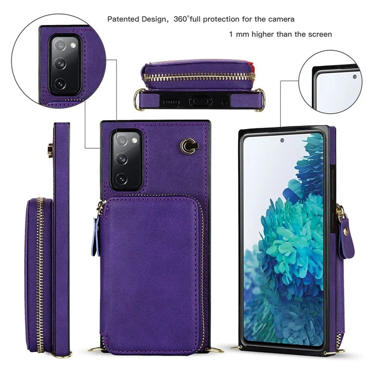 For Samsung Galaxy S20 FE 4G / S20 FE 5G / S20 Lite / S20 FE 2022 Case Zipper Wallet TPU+PU Crossbody Phone Cover