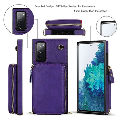For Samsung Galaxy S20 FE 4G / S20 FE 5G / S20 Lite / S20 FE 2022 Case Zipper Wallet TPU+PU Crossbody Phone Cover
