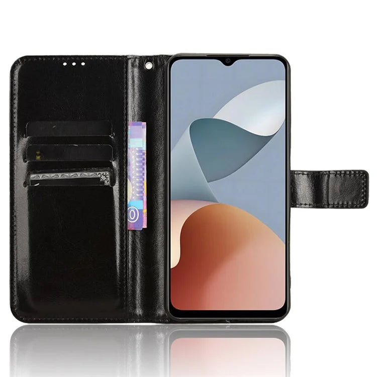 For ZTE Blade A34 Crazy Horse Texture Leather Case with Wallet Stand