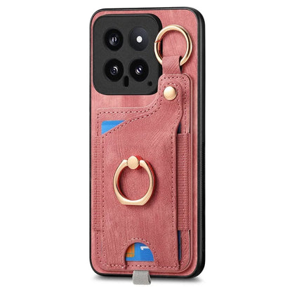 For Xiaomi 14 Case Leather Card Holder Ring Kickstand Back Cover