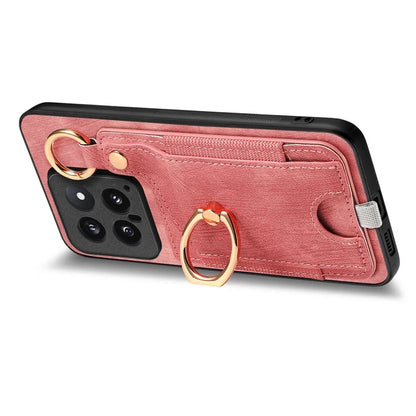 For Xiaomi 14 Case Leather Card Holder Ring Kickstand Back Cover