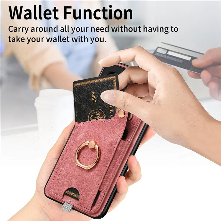 For Xiaomi 14 Case Leather Card Holder Ring Kickstand Back Cover