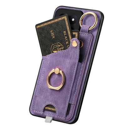 For Xiaomi 14 Case Leather Card Holder Ring Kickstand Back Cover