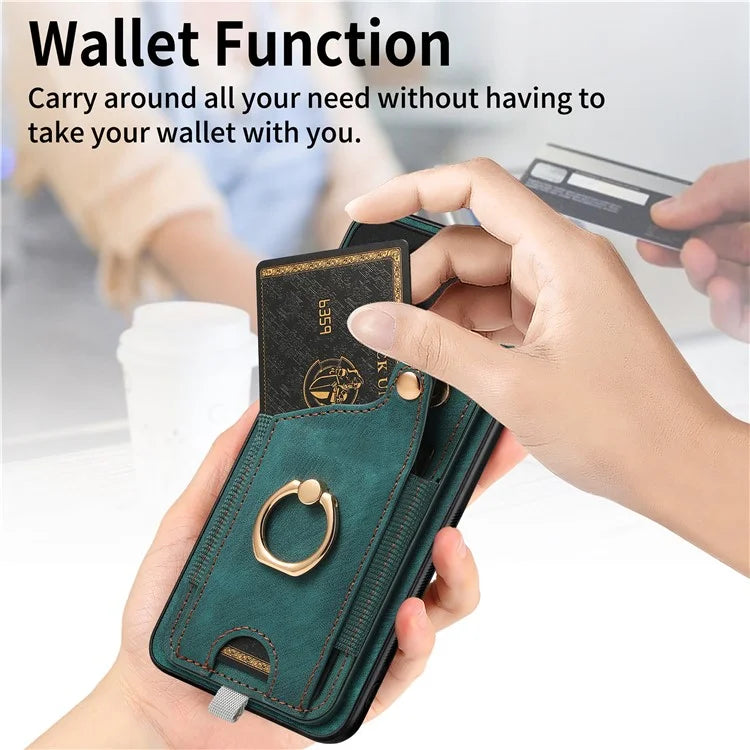 For Xiaomi 14 Case Leather Card Holder Ring Kickstand Back Cover