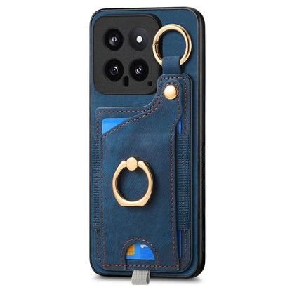 For Xiaomi 14 Case Leather Card Holder Ring Kickstand Back Cover
