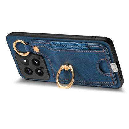 For Xiaomi 14 Case Leather Card Holder Ring Kickstand Back Cover