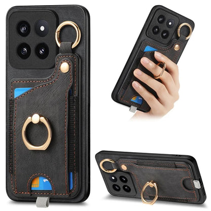 For Xiaomi 14 Pro Case Shockproof Retro Leather Phone Back Cover with Card Slot