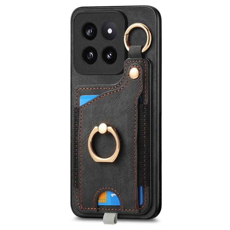 For Xiaomi 14 Pro Case Shockproof Retro Leather Phone Back Cover with Card Slot