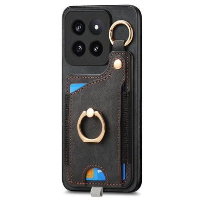 For Xiaomi 14 Pro Case Shockproof Retro Leather Phone Back Cover with Card Slot