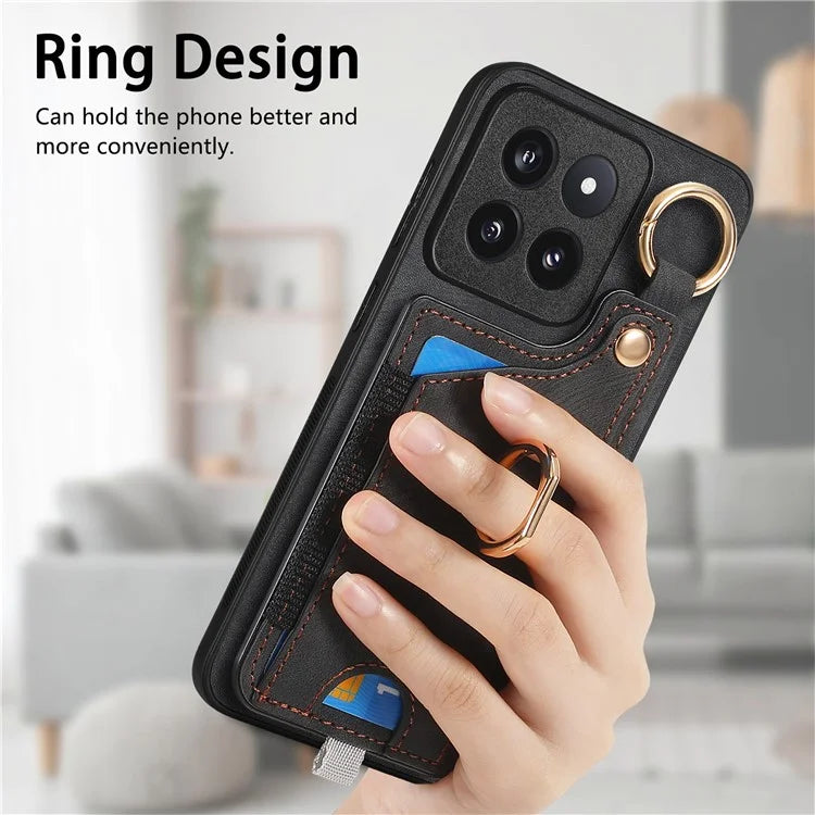 For Xiaomi 14 Pro Case Shockproof Retro Leather Phone Back Cover with Card Slot