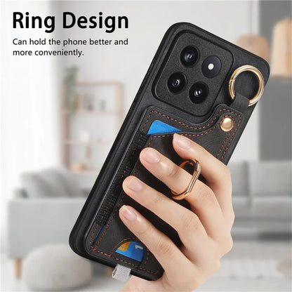For Xiaomi 14 Pro Case Shockproof Retro Leather Phone Back Cover with Card Slot