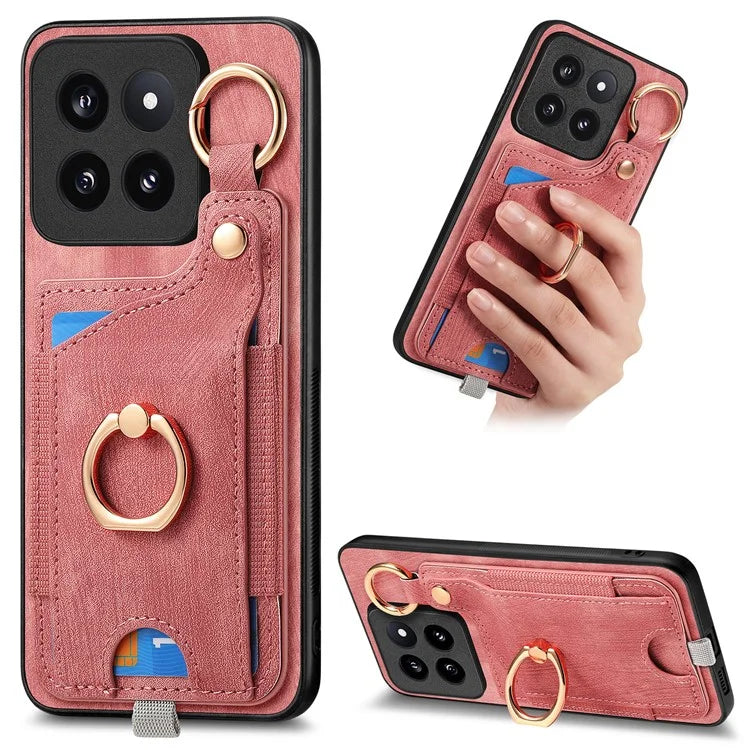 For Xiaomi 14 Pro Case Shockproof Retro Leather Phone Back Cover with Card Slot