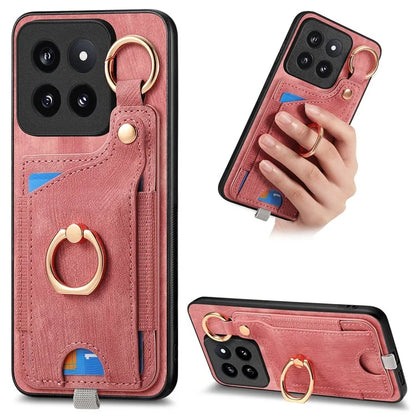 For Xiaomi 14 Pro Case Shockproof Retro Leather Phone Back Cover with Card Slot