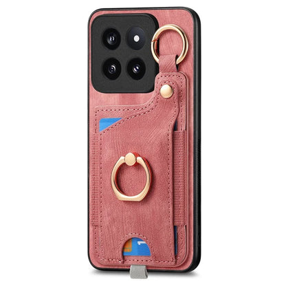 For Xiaomi 14 Pro Case Shockproof Retro Leather Phone Back Cover with Card Slot