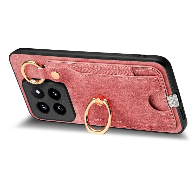 For Xiaomi 14 Pro Case Shockproof Retro Leather Phone Back Cover with Card Slot