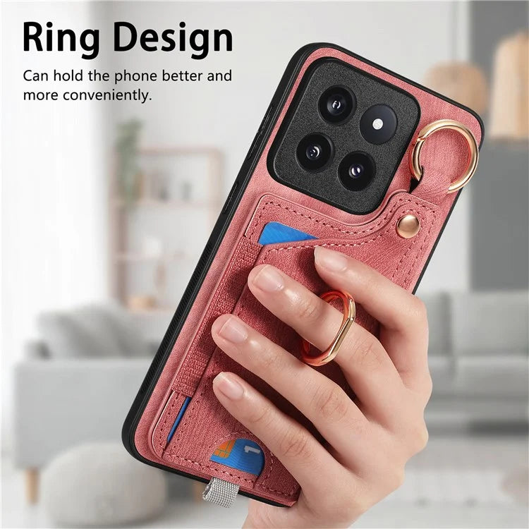 For Xiaomi 14 Pro Case Shockproof Retro Leather Phone Back Cover with Card Slot