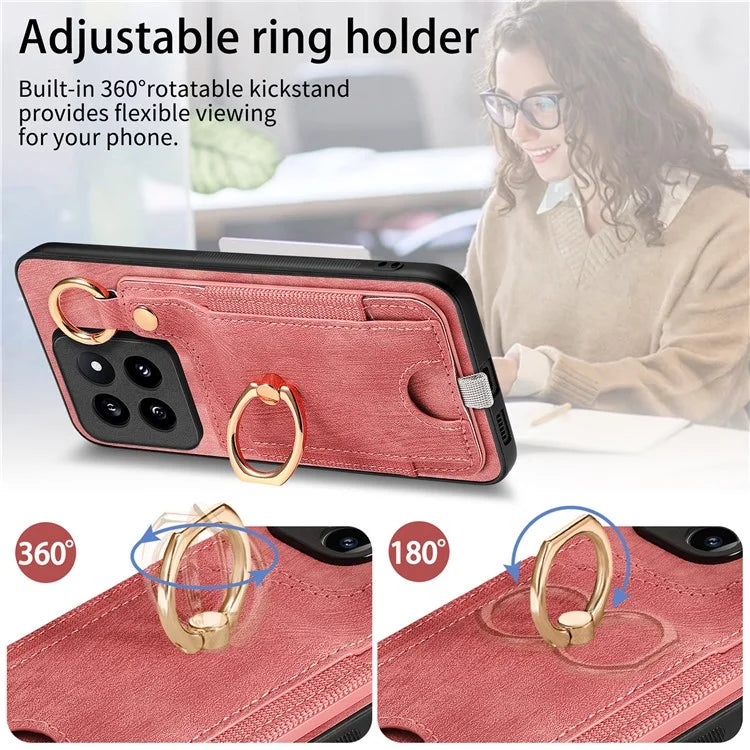 For Xiaomi 14 Pro Case Shockproof Retro Leather Phone Back Cover with Card Slot