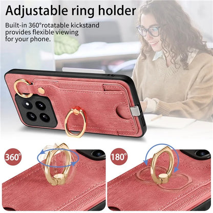 For Xiaomi 14 Pro Case Shockproof Retro Leather Phone Back Cover with Card Slot