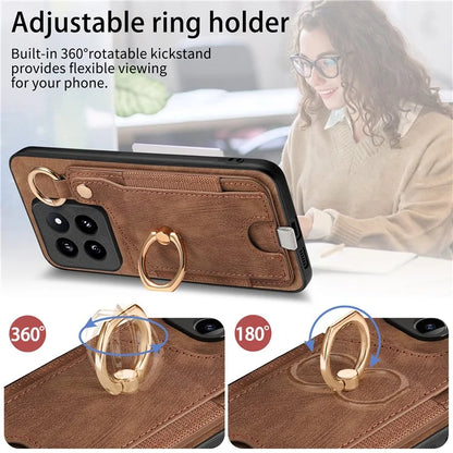 For Xiaomi 14 Pro Case Shockproof Retro Leather Phone Back Cover with Card Slot