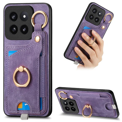 For Xiaomi 14 Pro Case Shockproof Retro Leather Phone Back Cover with Card Slot