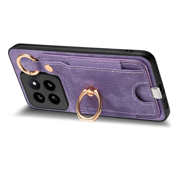For Xiaomi 14 Pro Case Shockproof Retro Leather Phone Back Cover with Card Slot