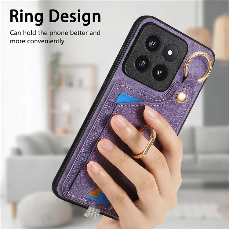 For Xiaomi 14 Pro Case Shockproof Retro Leather Phone Back Cover with Card Slot