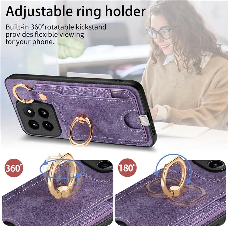 For Xiaomi 14 Pro Case Shockproof Retro Leather Phone Back Cover with Card Slot
