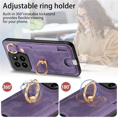 For Xiaomi 14 Pro Case Shockproof Retro Leather Phone Back Cover with Card Slot