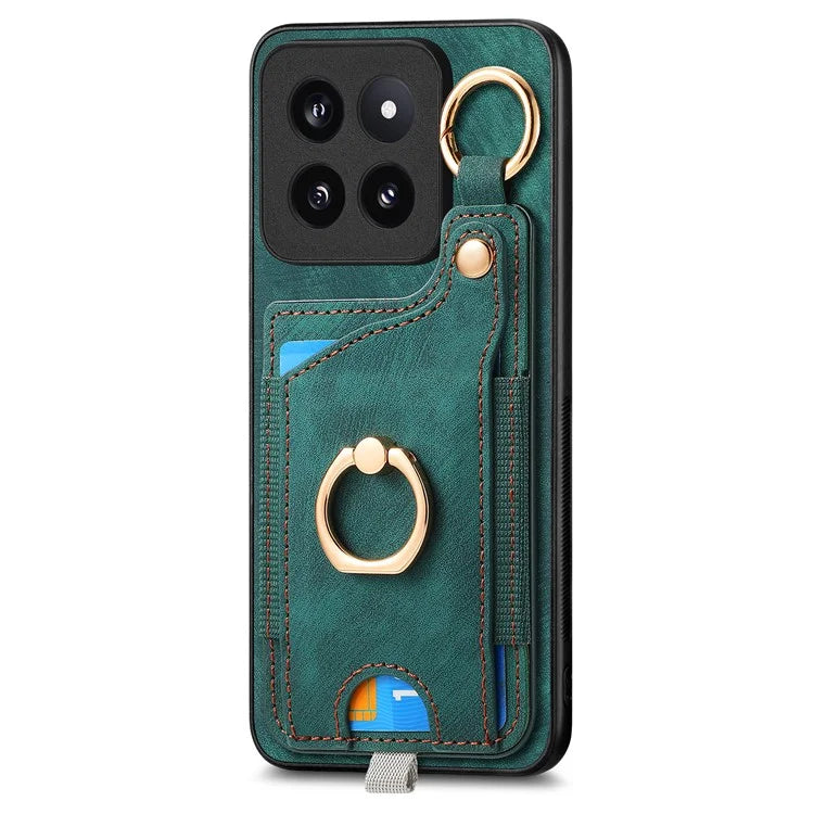 For Xiaomi 14 Pro Case Shockproof Retro Leather Phone Back Cover with Card Slot