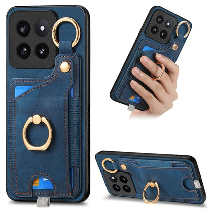 For Xiaomi 14 Pro Case Shockproof Retro Leather Phone Back Cover with Card Slot