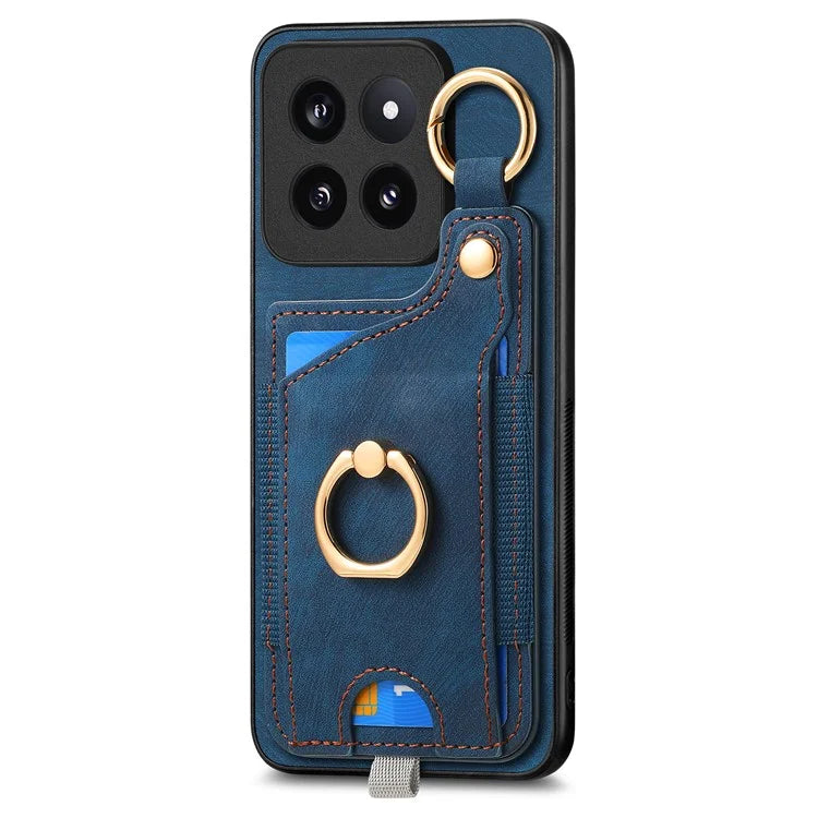 For Xiaomi 14 Pro Case Shockproof Retro Leather Phone Back Cover with Card Slot